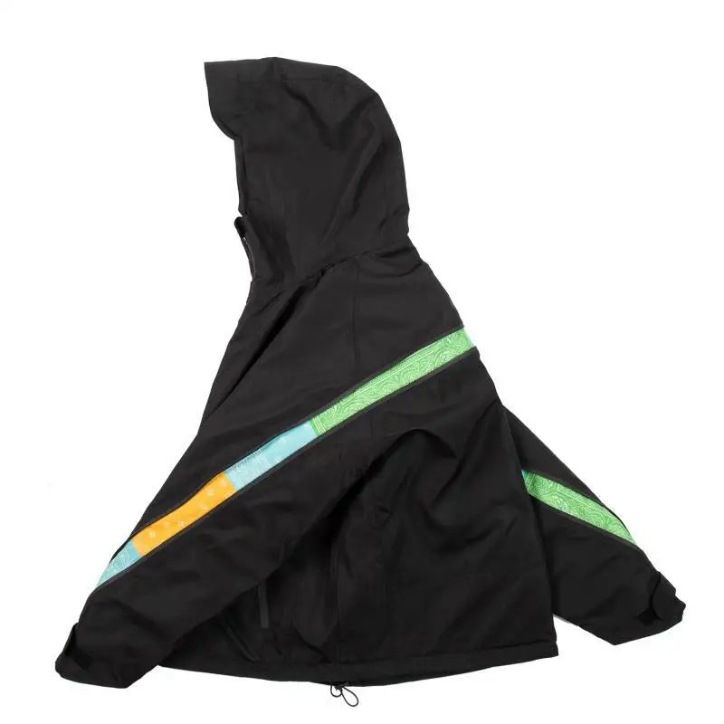 Waterproof Zipper Splicing Cashew Flower Clip Cotton Coat For Men And Women - www.Shopthatapp.com