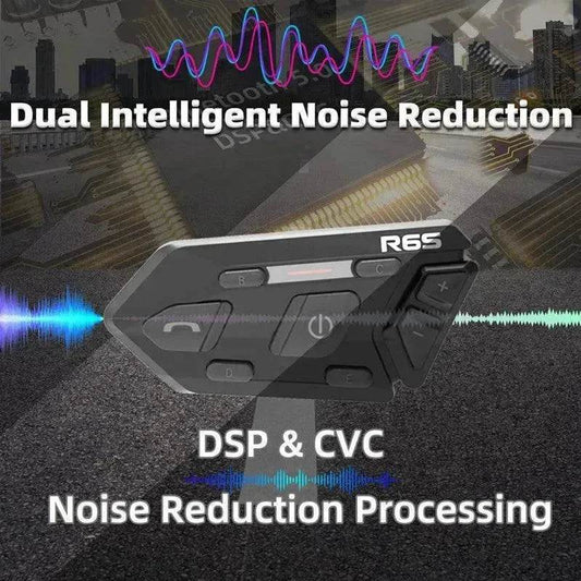 WAYXIN R6s Double Pack Intercom Motorcycle Bluetooth Headsets 1200 m up to 6 Riders with DSP & CVC Noise Reduction Waterproof Hands-Free Function Intercom Communication System - www.Shopthatapp.com