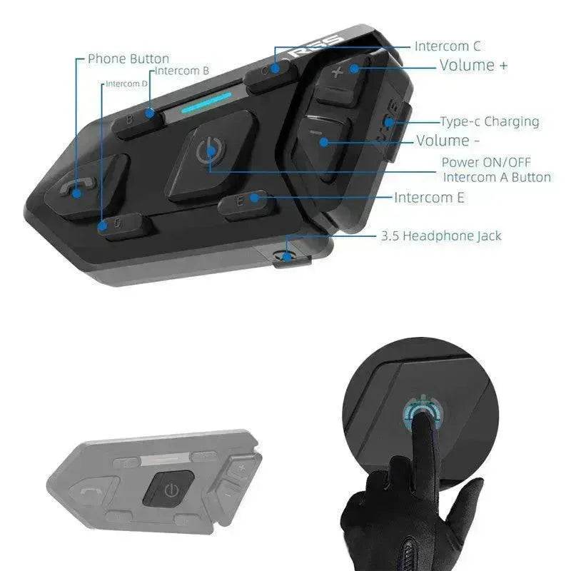 WAYXIN R6s Double Pack Intercom Motorcycle Bluetooth Headsets 1200 m up to 6 Riders with DSP & CVC Noise Reduction Waterproof Hands-Free Function Intercom Communication System - www.Shopthatapp.com