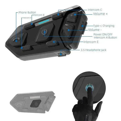 WAYXIN R6s Double Pack Intercom Motorcycle Bluetooth Headsets 1200 m up to 6 Riders with DSP & CVC Noise Reduction Waterproof Hands-Free Function Intercom Communication System - www.Shopthatapp.com