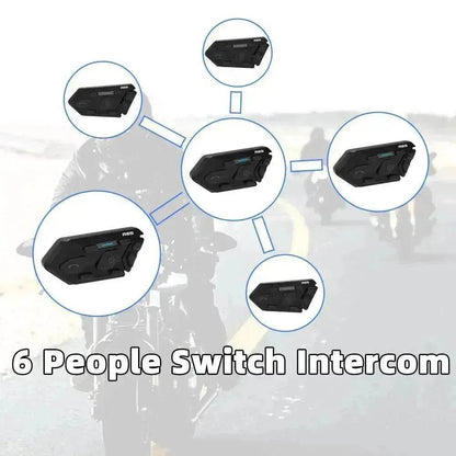WAYXIN R6s Double Pack Intercom Motorcycle Bluetooth Headsets 1200 m up to 6 Riders with DSP & CVC Noise Reduction Waterproof Hands-Free Function Intercom Communication System - www.Shopthatapp.com
