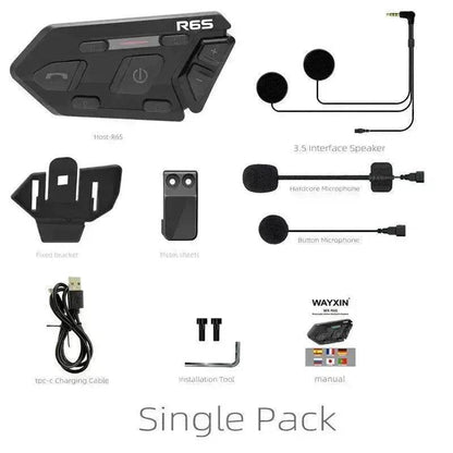 WAYXIN R6s Double Pack Intercom Motorcycle Bluetooth Headsets 1200 m up to 6 Riders with DSP & CVC Noise Reduction Waterproof Hands-Free Function Intercom Communication System - www.Shopthatapp.com