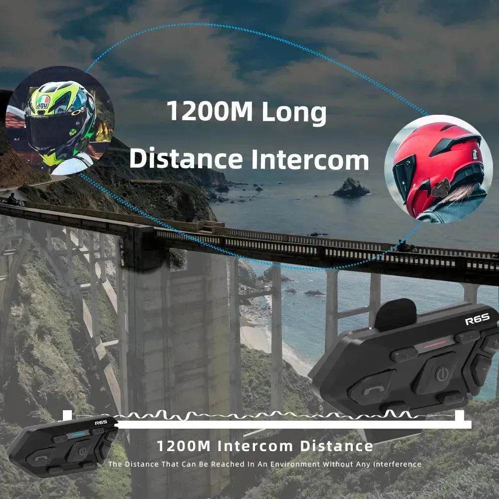 WAYXIN R6s Double Pack Intercom Motorcycle Bluetooth Headsets 1200 m up to 6 Riders with DSP & CVC Noise Reduction Waterproof Hands-Free Function Intercom Communication System - www.Shopthatapp.com