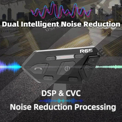 WAYXIN R6s Double Pack Intercom Motorcycle Bluetooth Headsets 1200 m up to 6 Riders with DSP & CVC Noise Reduction Waterproof Hands-Free Function Intercom Communication System - www.Shopthatapp.com