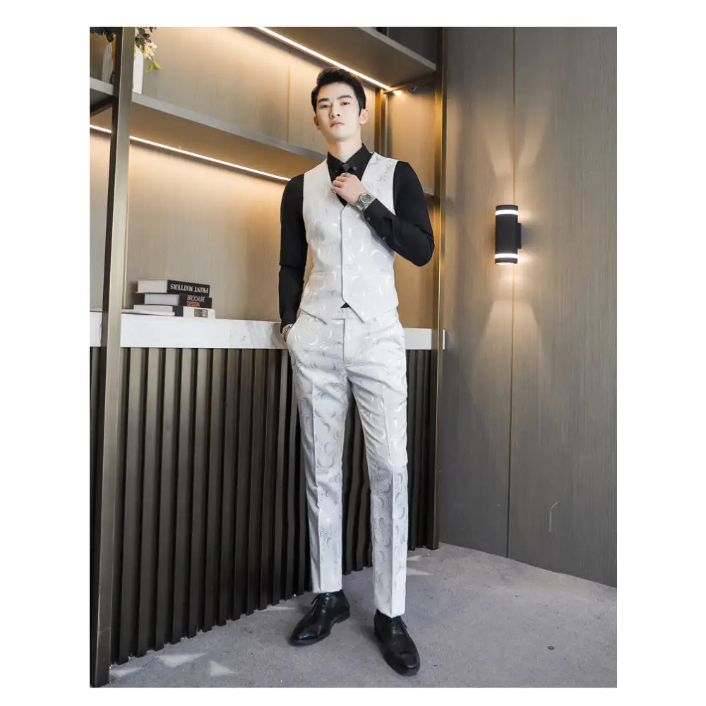 Wedding Embossed Dress Suit Three-piece Suit For Men - www.Shopthatapp.com