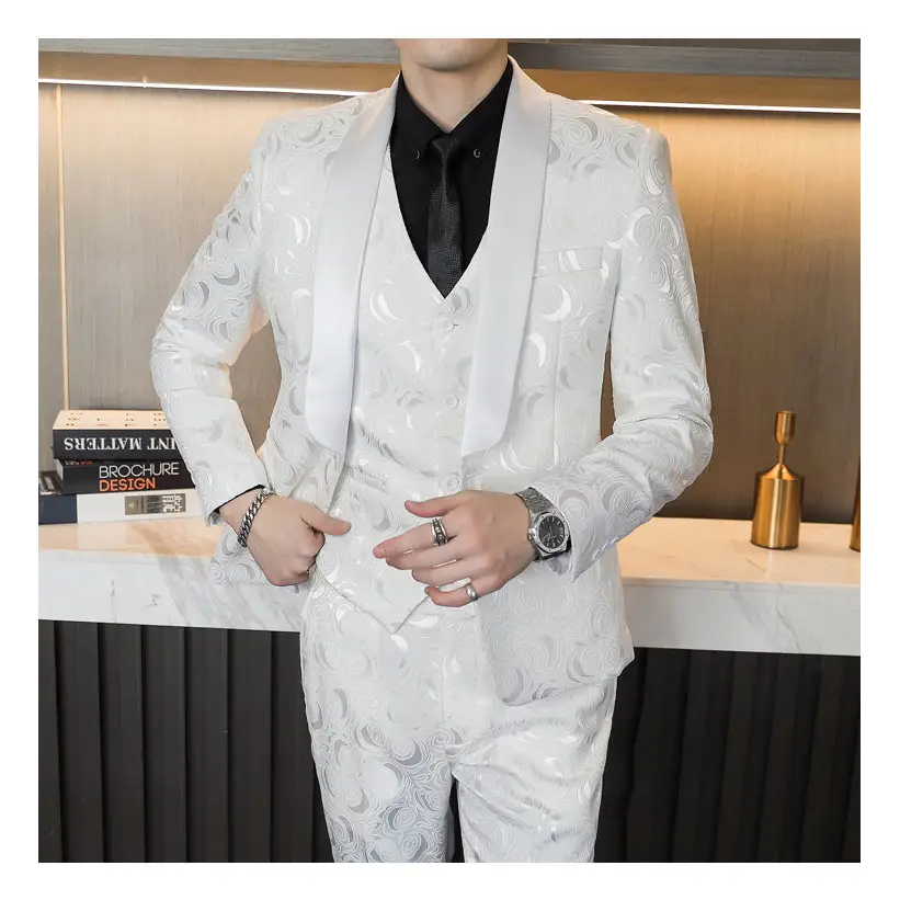 Wedding Embossed Dress Suit Three-piece Suit For Men - www.Shopthatapp.com