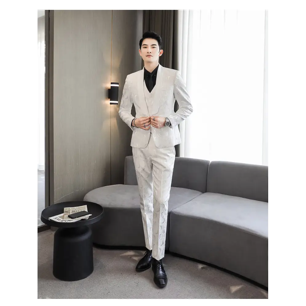 Wedding Embossed Dress Suit Three-piece Suit For Men - www.Shopthatapp.com