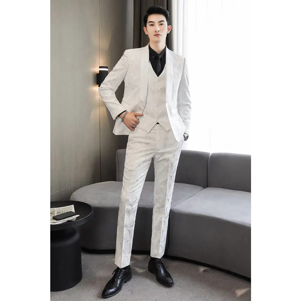 Wedding Embossed Dress Suit Three-piece Suit For Men - www.Shopthatapp.com