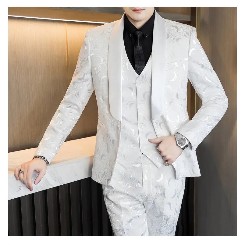Wedding Embossed Dress Suit Three-piece Suit For Men - www.Shopthatapp.com