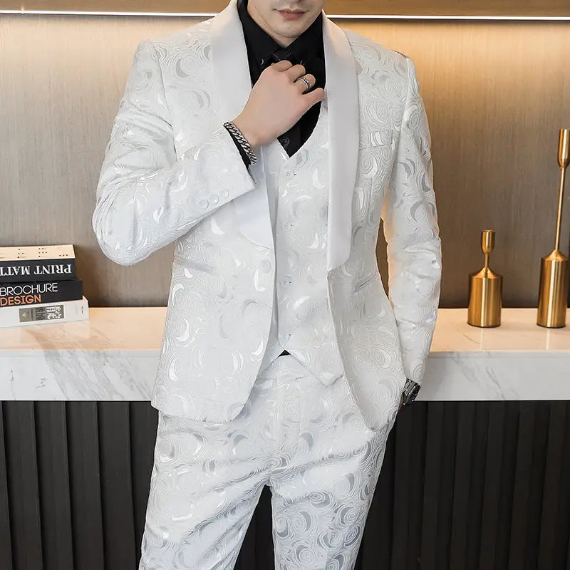 Wedding Embossed Dress Suit Three-piece Suit For Men - www.Shopthatapp.com