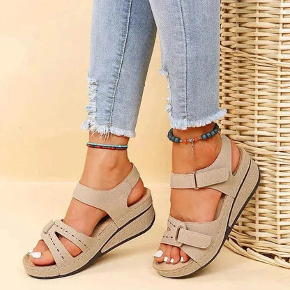 Wedge Sandals Summer Velcro Platform Shoes Women - www.Shopthatapp.com