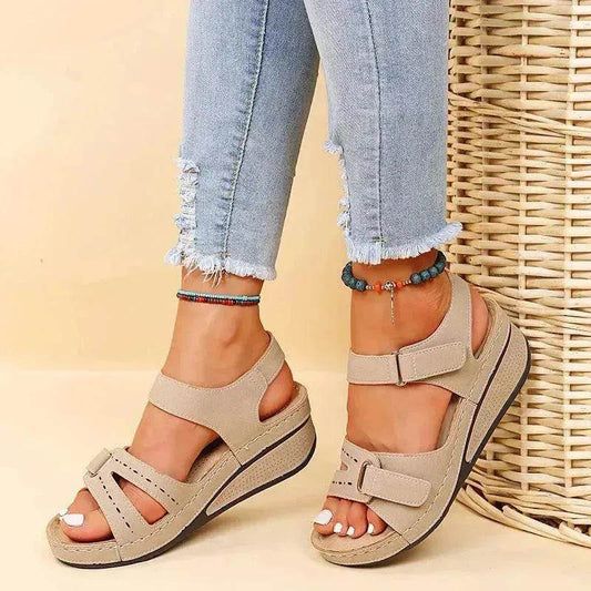 Wedge Sandals Summer Velcro Platform Shoes Women - www.Shopthatapp.com