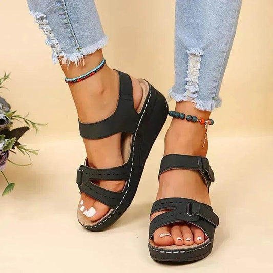 Wedge Sandals Summer Velcro Platform Shoes Women - www.Shopthatapp.com
