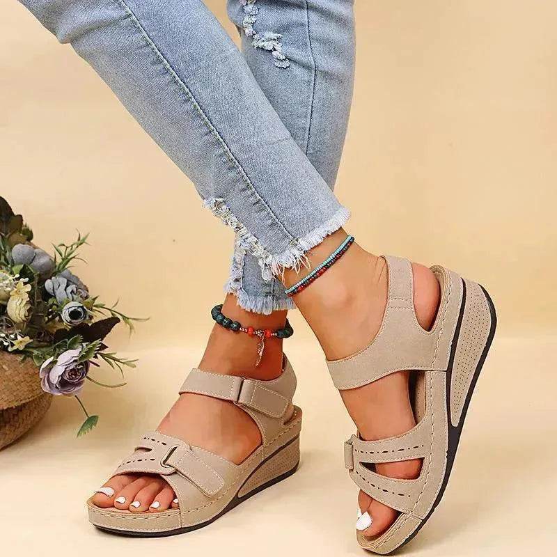 Wedge Sandals Summer Velcro Platform Shoes Women - www.Shopthatapp.com