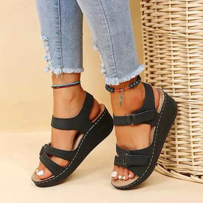 Wedge Sandals Summer Velcro Platform Shoes Women - www.Shopthatapp.com
