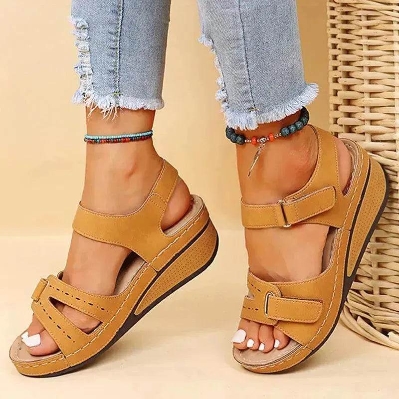 Wedge Sandals Summer Velcro Platform Shoes Women - www.Shopthatapp.com