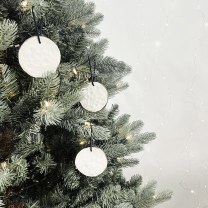 White Farmhouse Ceramic Ornament - www.Shopthatapp.com