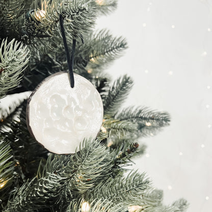 White Farmhouse Ceramic Ornament - www.Shopthatapp.com