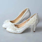 White Lace Flower High Heels Tassel Bridal Wedding Bridesmaid Shoes - www.Shopthatapp.com