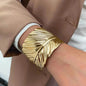 Wide Leaf Personalized Opening Exaggerated Bracelet for Women - www.Shopthatapp.com