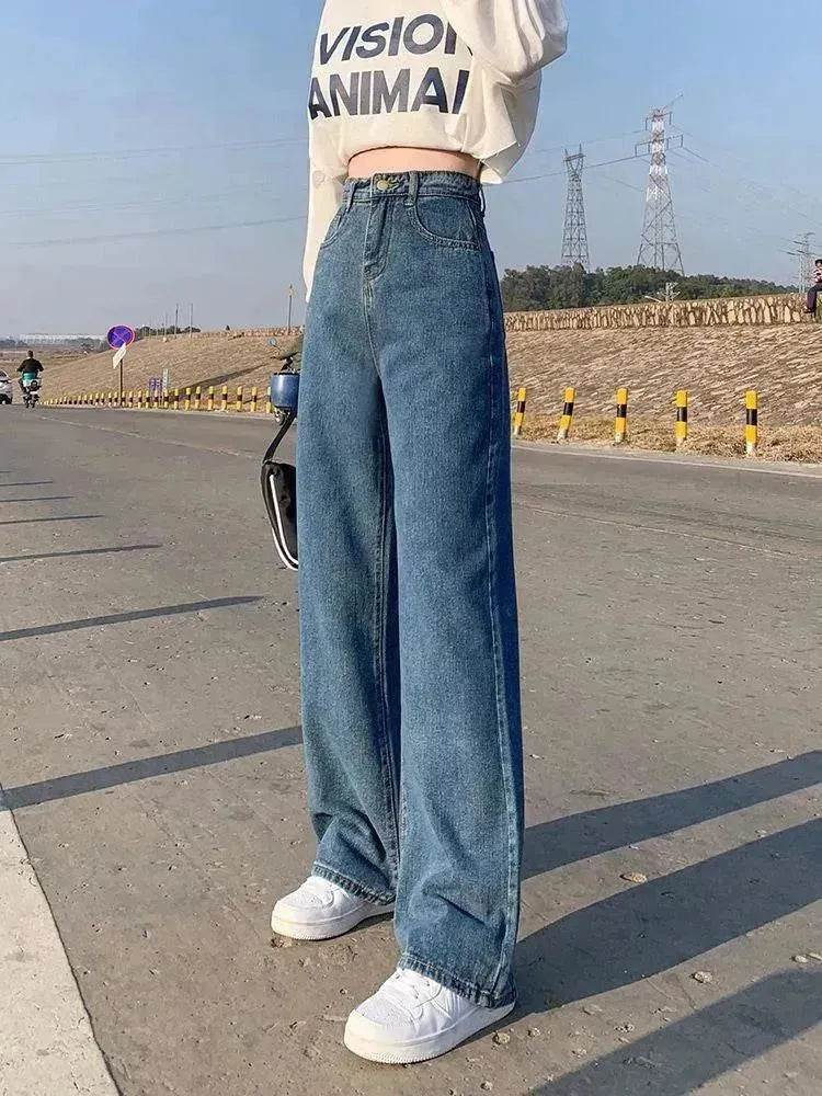 Wide Leg Jeans For Women Bottom Baggy Denim Pants Trousers - www.Shopthatapp.com