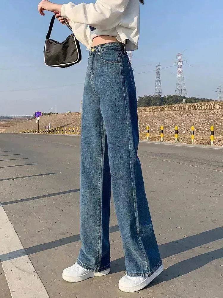 Wide Leg Jeans For Women Bottom Baggy Denim Pants Trousers - www.Shopthatapp.com
