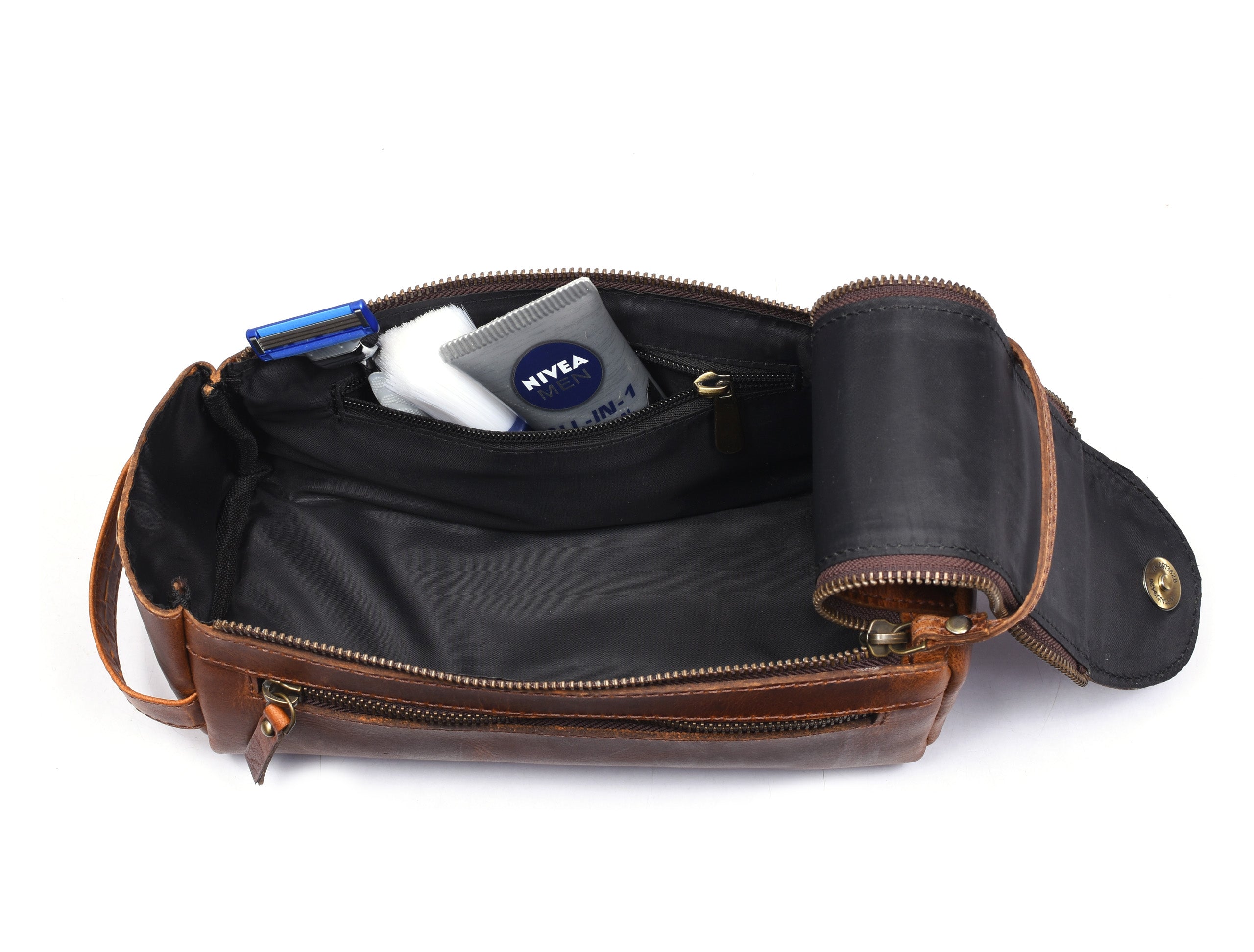 Winston Leather Toiletry Bag -  Caramel Brown - www.Shopthatapp.com