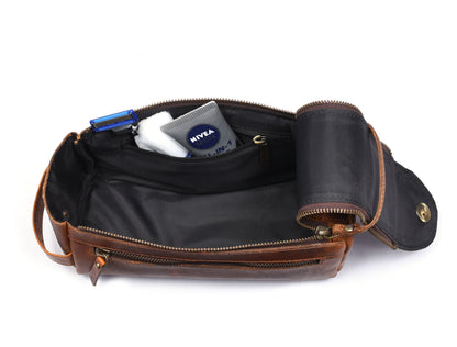 Winston Leather Toiletry Bag - Caramel Brown - www.Shopthatapp.com