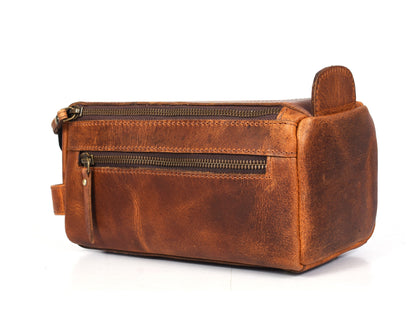 Winston Leather Toiletry Bag - Caramel Brown - www.Shopthatapp.com