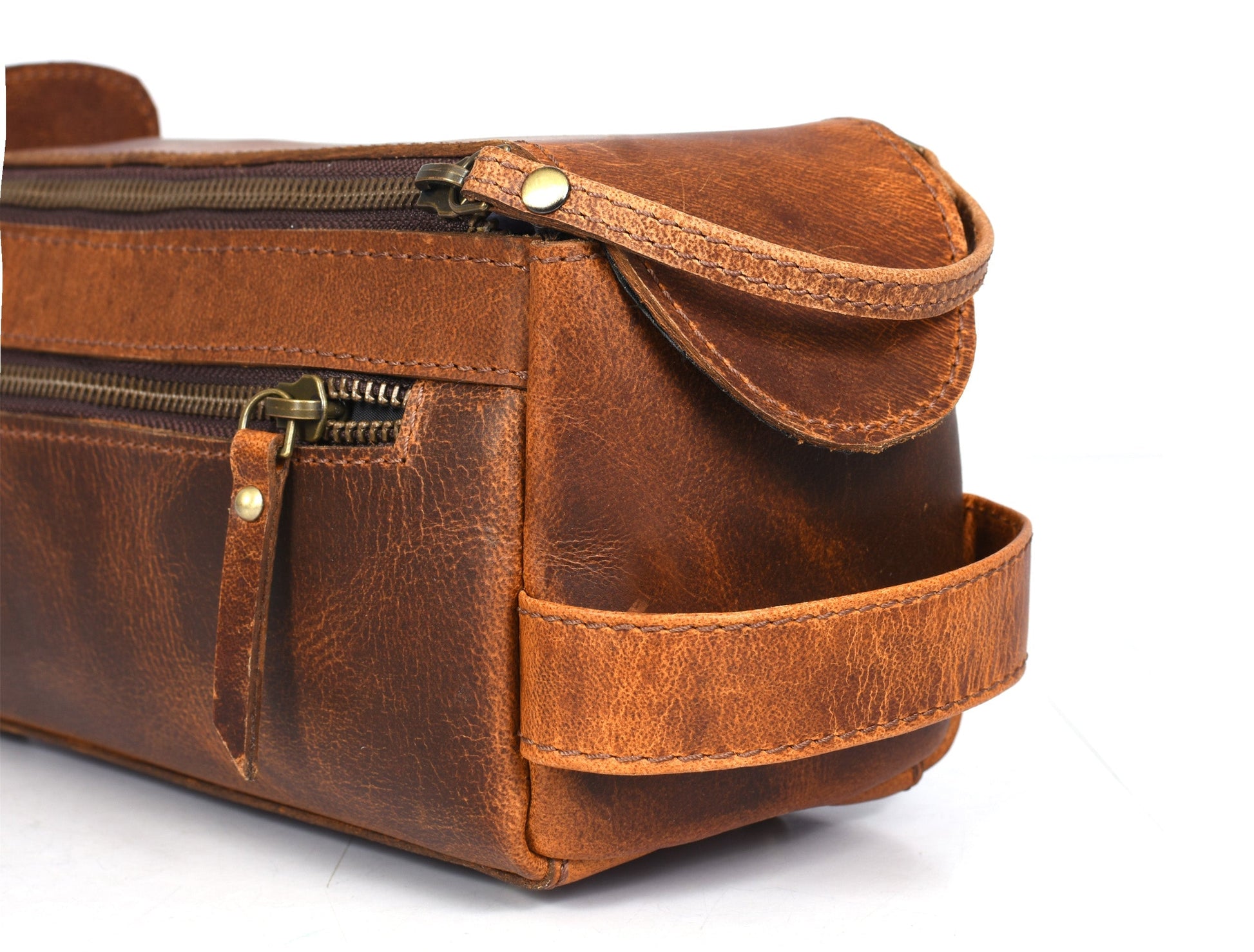 Winston Leather Toiletry Bag - Caramel Brown - www.Shopthatapp.com