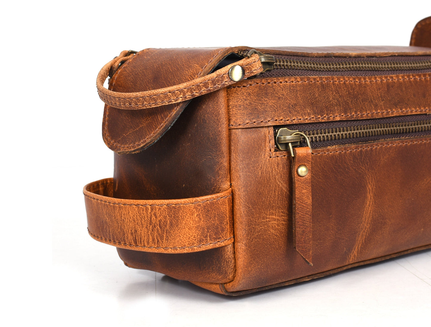 Winston Leather Toiletry Bag - Caramel Brown - www.Shopthatapp.com