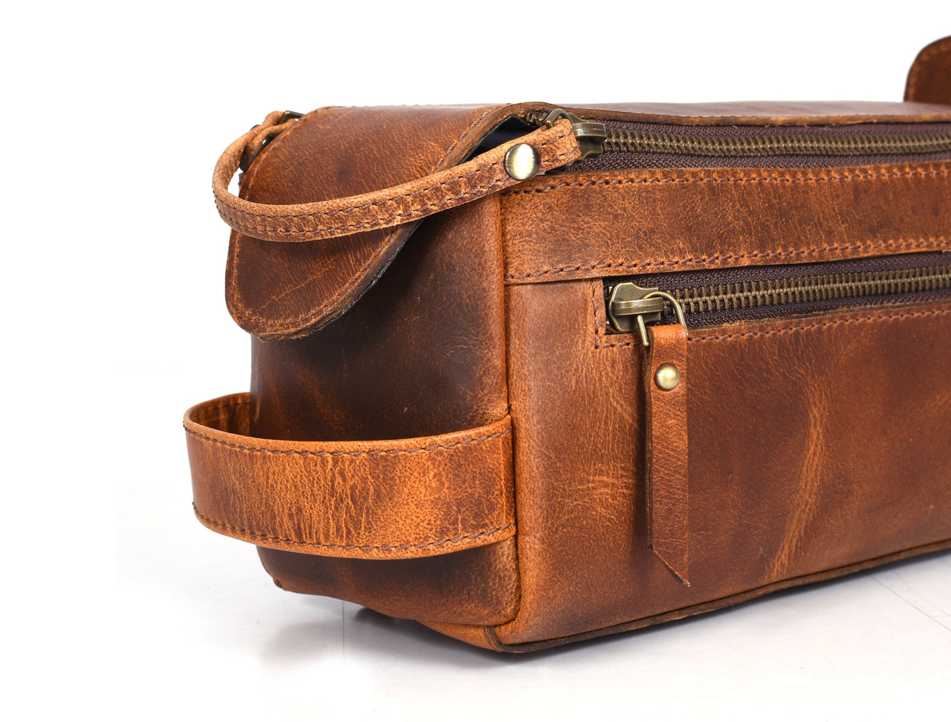 Winston Leather Toiletry Bag - Caramel Brown - www.Shopthatapp.com