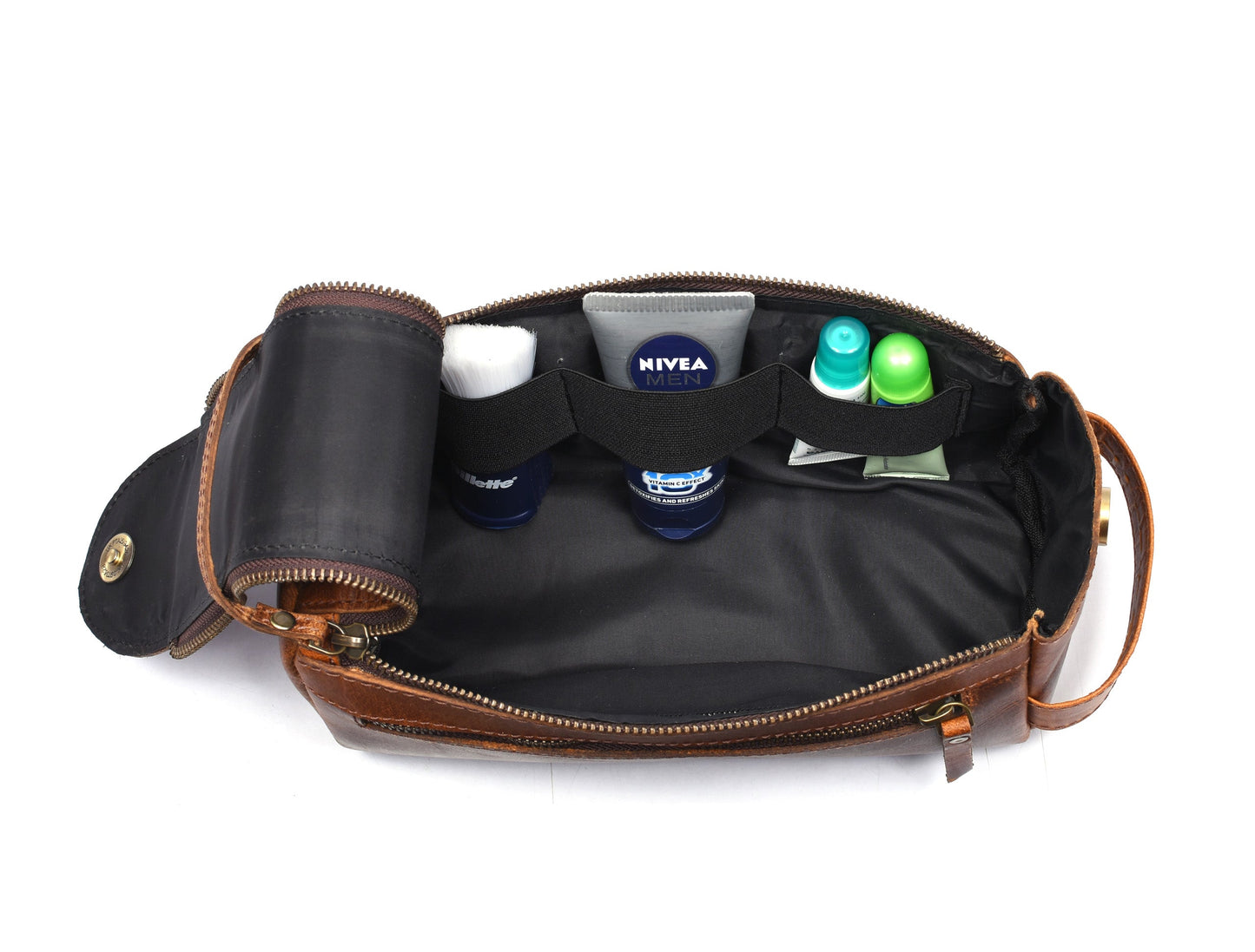 Winston Leather Toiletry Bag - Caramel Brown - www.Shopthatapp.com