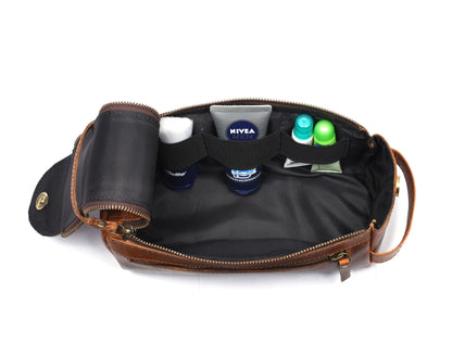 Winston Leather Toiletry Bag - Caramel Brown - www.Shopthatapp.com