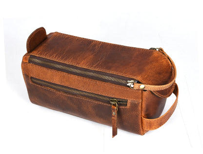 Winston Leather Toiletry Bag - Caramel Brown - www.Shopthatapp.com