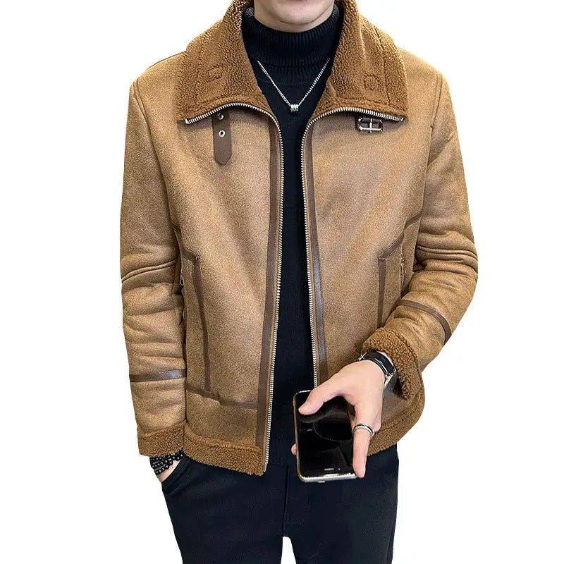 Winter Fur Integrated Lamb Fur Fleece-lined Thick Leather Coat Men - www.Shopthatapp.com