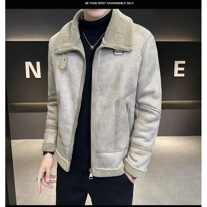 Winter Fur Integrated Lamb Fur Fleece-lined Thick Leather Coat Men - www.Shopthatapp.com