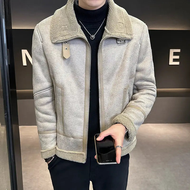 Winter Fur Integrated Lamb Fur Fleece-lined Thick Leather Coat Men - www.Shopthatapp.com