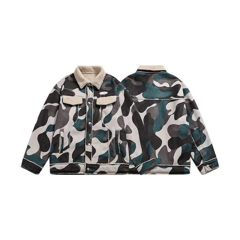 Winter New Camouflage Fleece Lapel Cotton Coat For Men - www.Shopthatapp.com