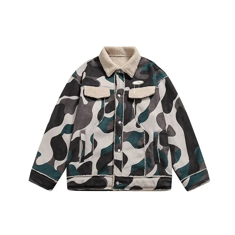 Winter New Camouflage Fleece Lapel Cotton Coat For Men - www.Shopthatapp.com