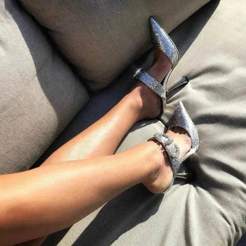 Women Baotou Rhinestone Pointed High Heel Shoe - www.Shopthatapp.com