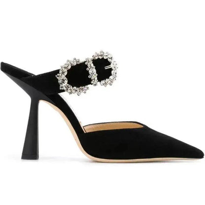 Women Baotou Rhinestone Pointed High Heel Shoe - www.Shopthatapp.com