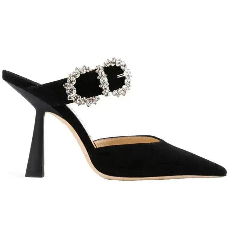 Women Baotou Rhinestone Pointed High Heel Shoe - www.Shopthatapp.com