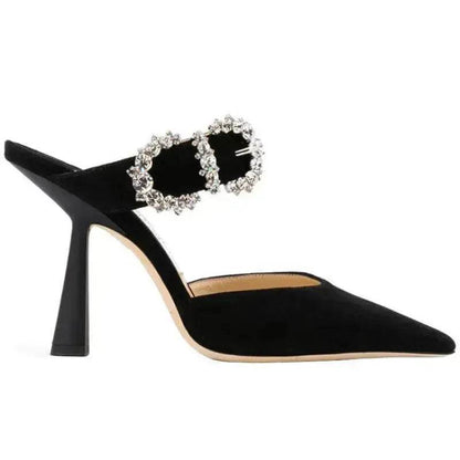 Women Baotou Rhinestone Pointed High Heel Shoe - www.Shopthatapp.com