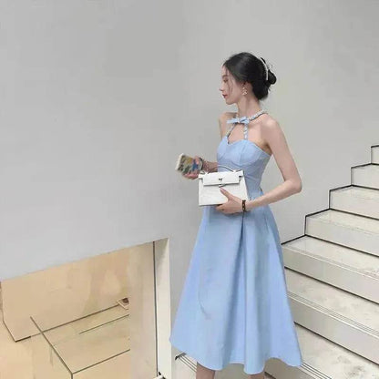 Women Evening Party Dress Diamond Halterneck Charming Sleeveless long Dress  for Elegant Chic ladies - www.Shopthatapp.com