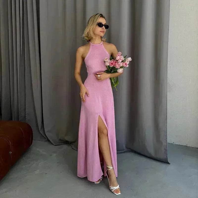 Women Fashion Halter Split Sleeveless Charming Slim Fit Dress - www.Shopthatapp.com
