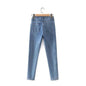 Women High Waist Loose Fit Blue Wash Casual Denim Trousers - www.Shopthatapp.com