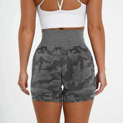 Women's Camo Jacquard Seamless Gym Shorts - www.Shopthatapp.com