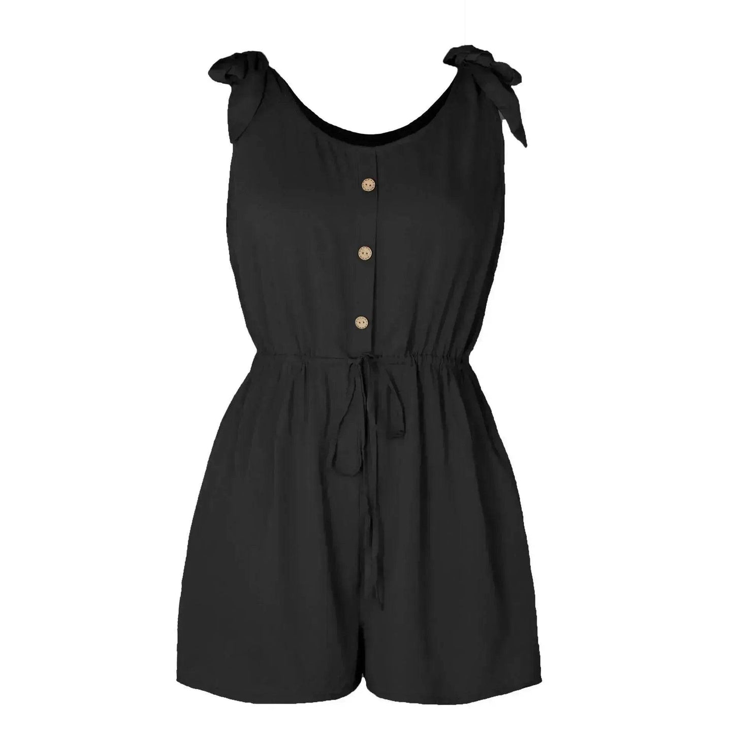 Women's Coconut Buckle Sleeveless Jumpsuit Lace-up - www.Shopthatapp.com