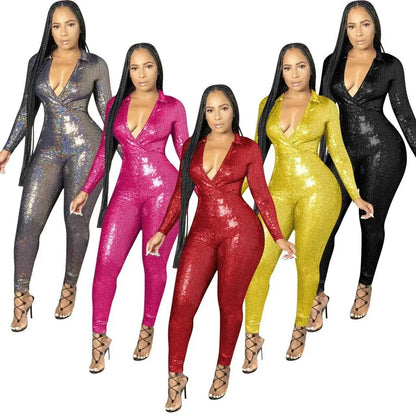 Women's Deep V Bronzing Jumpsuit - www.Shopthatapp.com